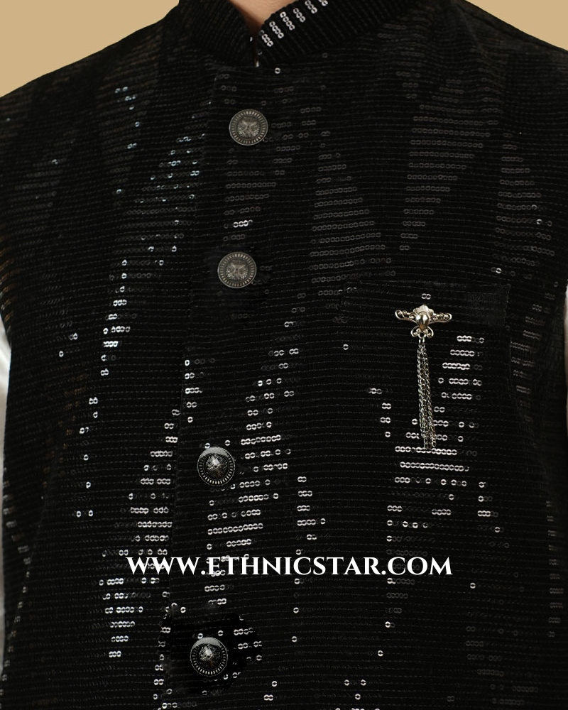 Black Velvet Readymade Nehru Jacket